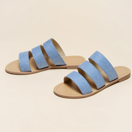 

Sandals for Women Dressy Summer Gnobogi Summer Women s Sandals Casual Comfortable Holiday Outside Wear Open Toe Flat Beach Slippers Womens Sandals Blue