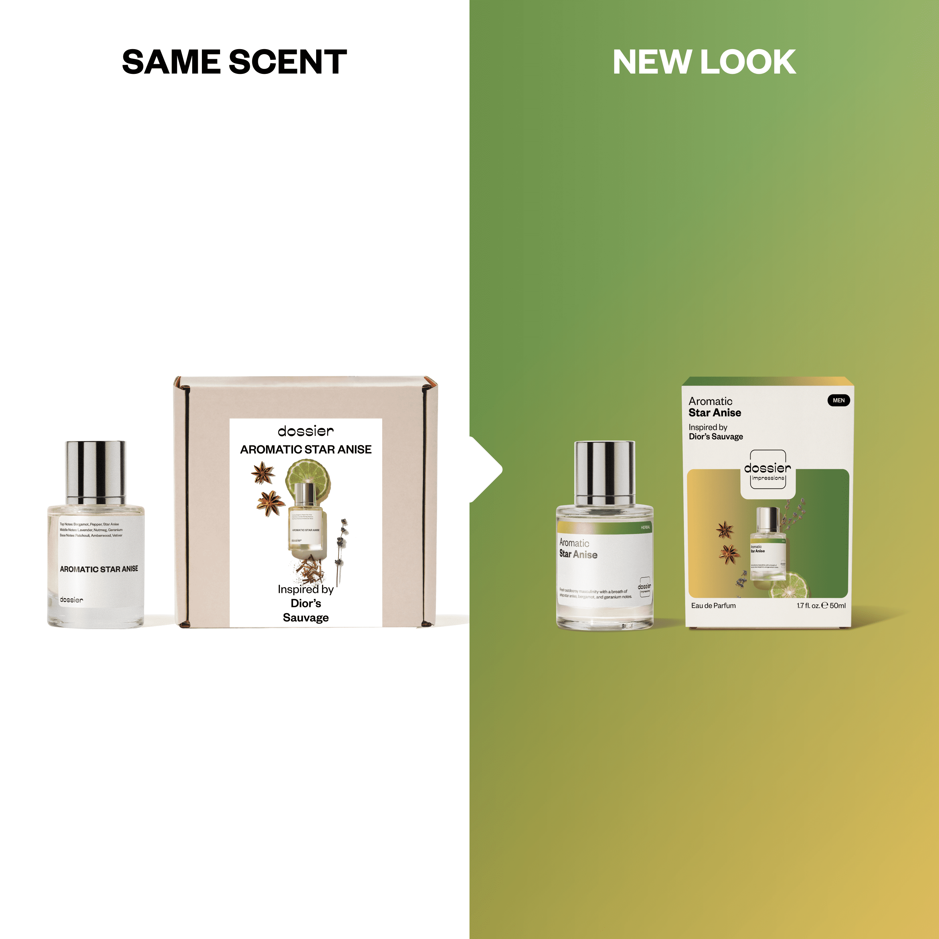 Dossier Aromatic Star Anise Eau De Toilette, Inspired by Dior's Sauvage, Cologne for Men, 1.7 oz