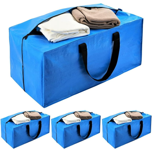Heavy Duty Moving Bags (4Pack) E tra Large Packing Bags with Strong Handles and Zippers Compatible with IKEA Frakta Cart Storage Bags for Camping Christmas Decorations Storage Moving,