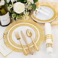 thumbnail image 5 of 350PCS Gold Plastic Dinnerware Set - Gold Plastic Plates Disposable for 50 Guests Include 50 Dinner Plates,50 Dessert Plates,50 Forks,50 Knives,50 Spoons,50 Cups&50 Napkins for Party, 5 of 12