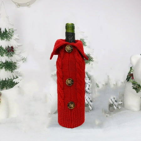 

KKCXFJX Christmas Wine Bag Wine Bottle Set Table Decoration Supplies Knitted Red Wine Bottle Bag