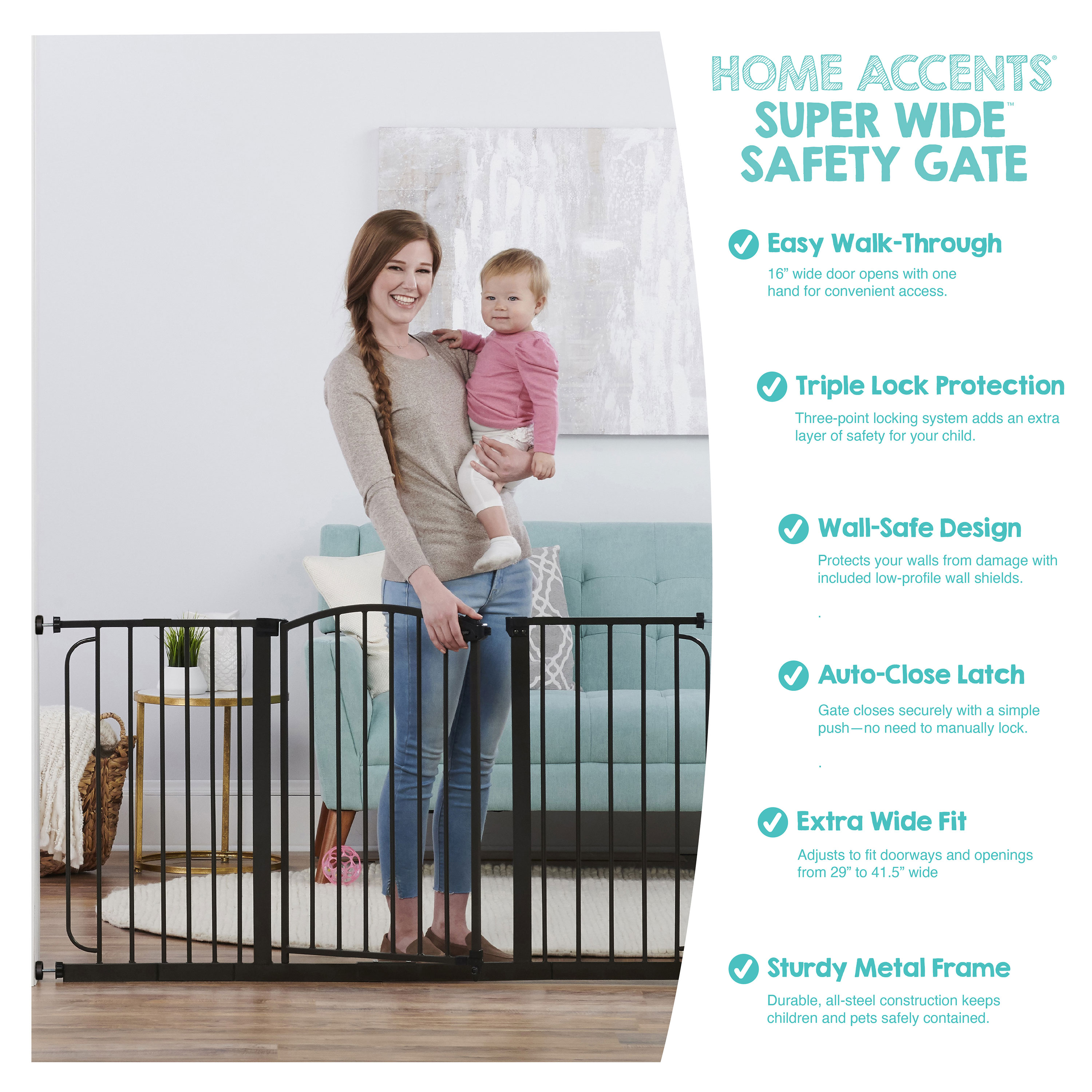 Regalo 58-Inch Extra Wide Arched Decor Baby Safety Gate, Bronze photo 5