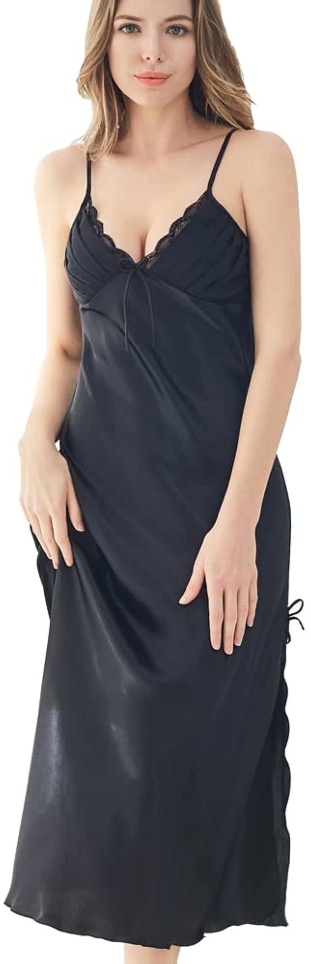 Curvebay Sexy Chemise Plus Size Silk Nightgowns for Women Long Satin