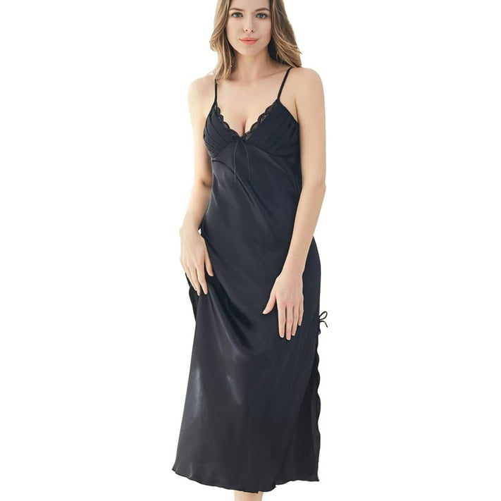 Curvebay Sexy Chemise Plus Size Silk Nightgowns for Women Long Satin ...