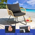 thumbnail image 6 of ModFusion 4-Piece Outdoor Indoor Boho Chic Patio Furniture Set Wicker Chairs with Glass Table & All-Weather Cushion, Black & Light Brown, 6 of 9