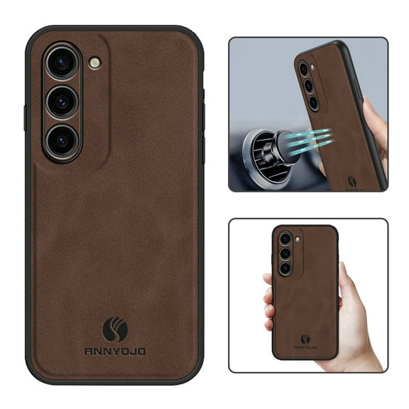 Nalacover Case for Samsung S23 Plus,Slim Luxury Premium PU Leather Non-Slip Grip Shockproof Bumper Anti-Scratch [ with Tempered Glass Screen Protector ] Cases for Samsung Galaxy S23 Plus, Brown