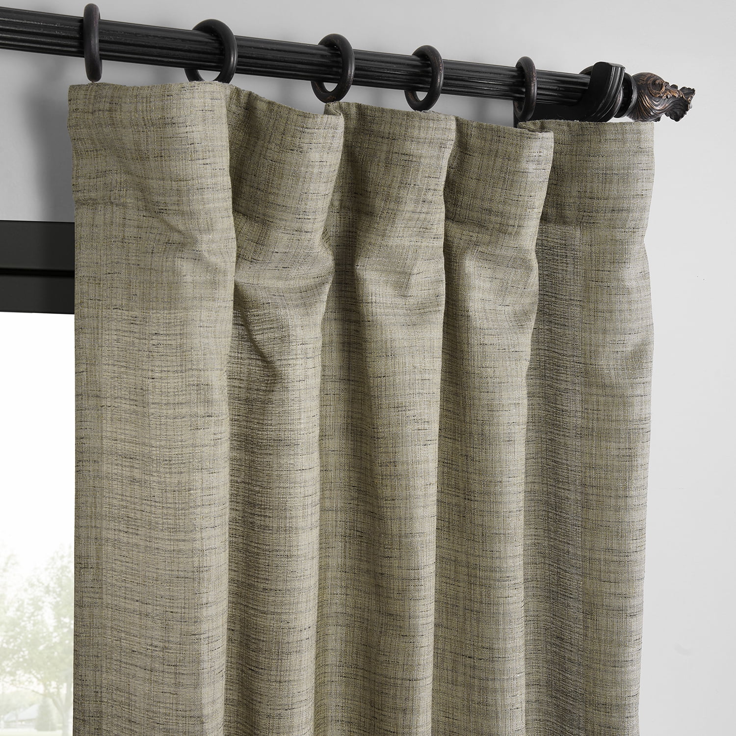 Half Price Drapes Grey Raw Linen Weave Light Filtering Curtains for Bedroom (2 Panel), 50W X 84L