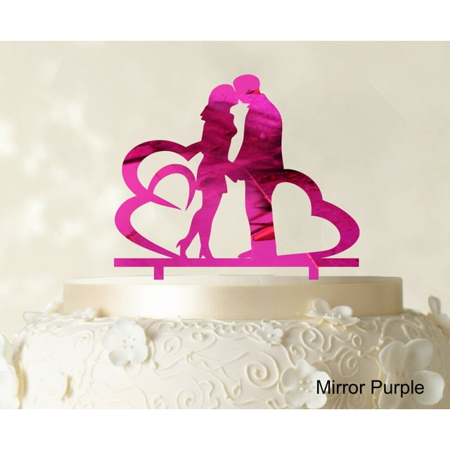 Wedding Couple Cake Topper With Heart Personalized Cake Topper Color Option Available 6-7 Inches Wide