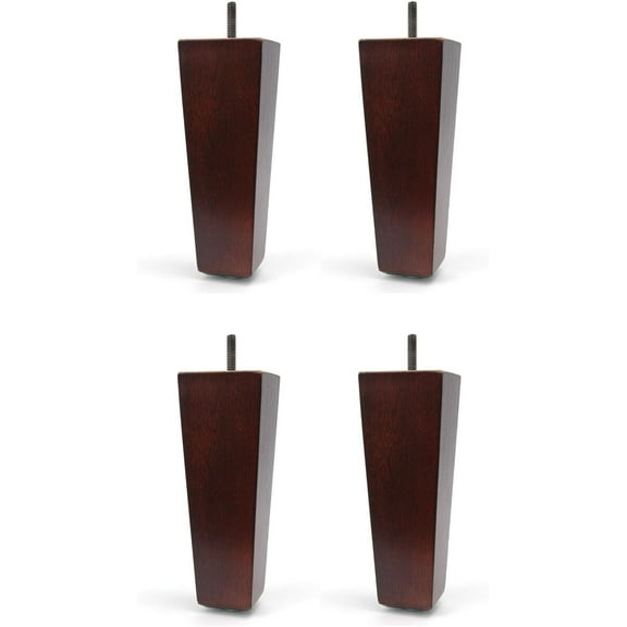 6" Solid Wood Furniture Sofa/Chair/Ottoman Tapered Leg Dark Walnut Finish - Set of 4 Legs Brown 6*2.5*1.5 inches