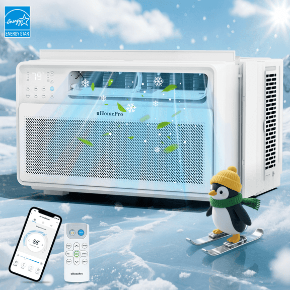 10000 BTU Smart Inverter Window Air Conditioner with 4 Modes - Cools up to 380 Sq. Ft, Washable Filter, Adjustable Window Fit, Energy Star Rated 7.0, 15-SEER