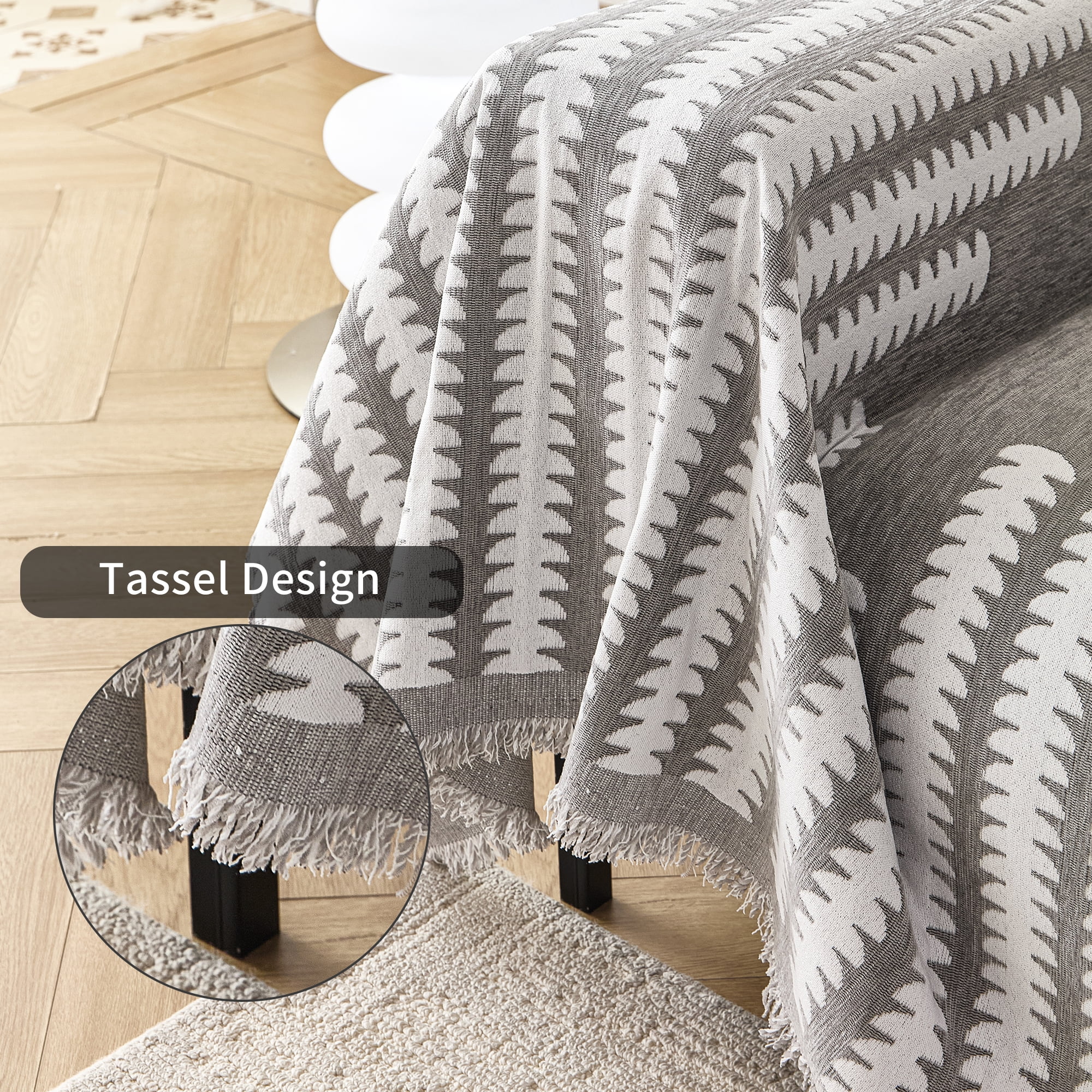 Smuge Sofa Cover, Couch Cover Protector Slipcover L Shape 3 Cushion Sofa Towel Sectional Throw Sofa Covers for Dogs Cats Home Decor(71"x 150", Gray White)