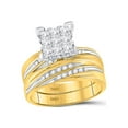 thumbnail image 2 of 10kt Yellow Gold His Hers Princess Diamond Cluster Matching Wedding Set 3/4 Cttw, 2 of 3