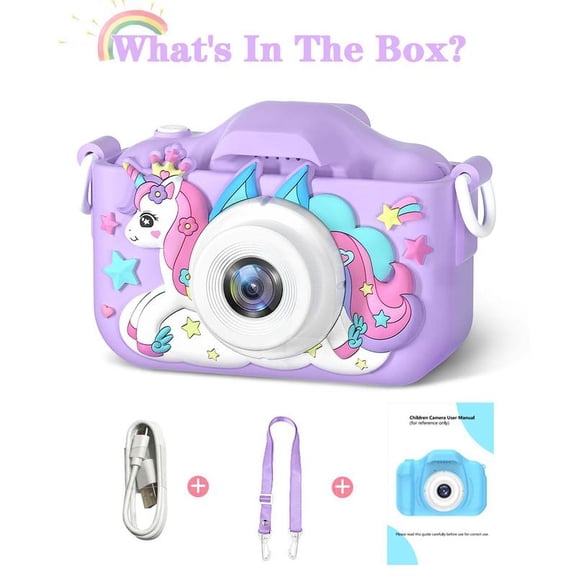 1080P Kids Camera with Selfie Mode – HD Video Camcorder with Cute Silicone Case, Rechargeable, Perfect Gift for Girls & Boys Ages 3 4 5 6 7 8 9 10 11 12