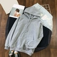 thumbnail image 4 of Womens Hoodies For Women Daily Long Casual Hooded Sweatshirt With Pocket Drawstring Button V Neck Long Sleeve Pullover Solid Color Basic Fit Polyester M Sweatshirt For Women, 4 of 9