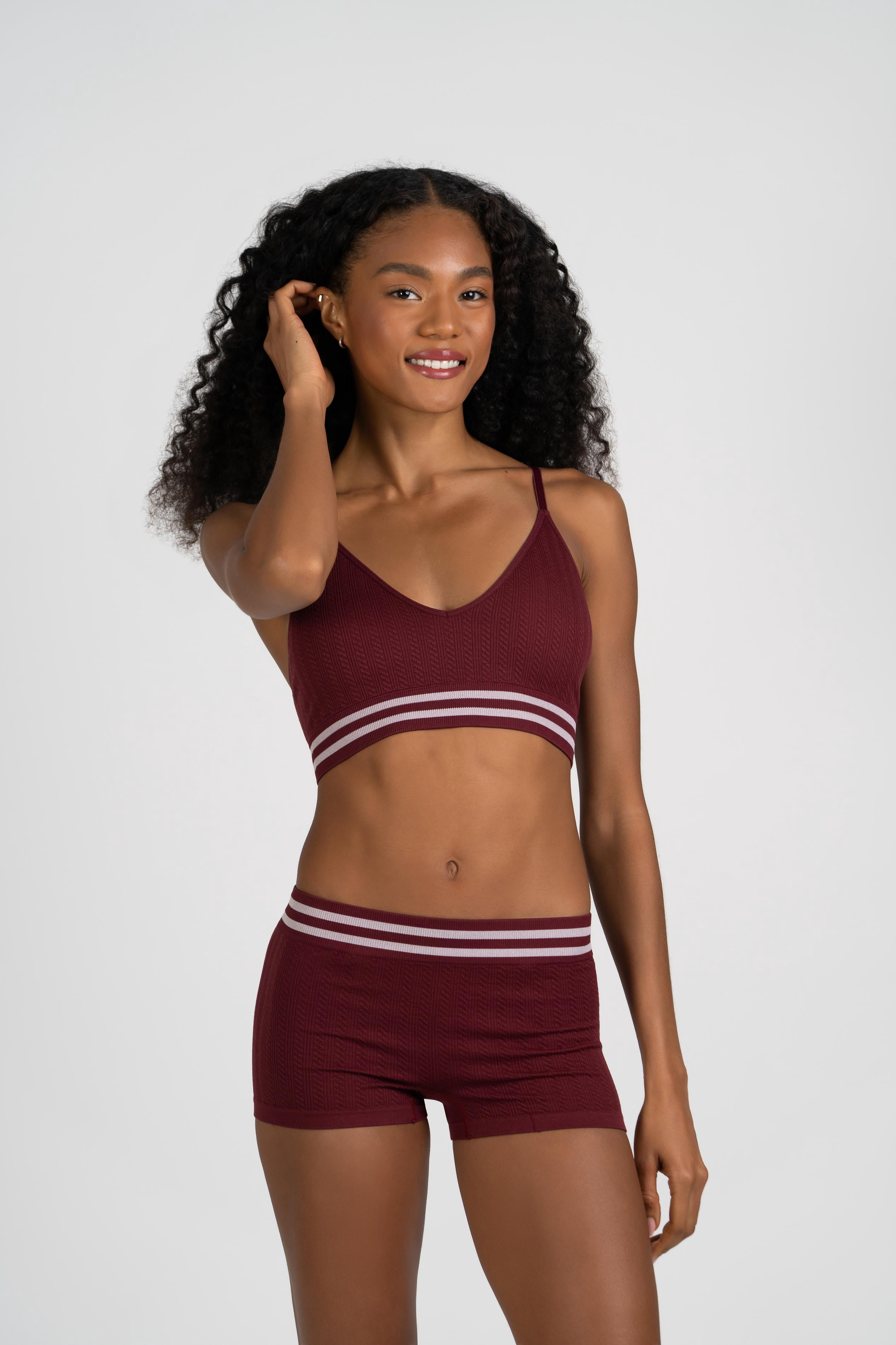 No Boundaries Seamless Triangle Bralette & Boyshort Set, 2-Piece, Women's XS-XXXL