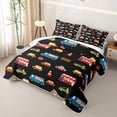thumbnail image 3 of Manfei Lovely Speed Car Quilt Full,Cute Taxi Print Full Bedspread Sets,Black,3-Piece, 3 of 7