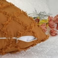 thumbnail image 4 of REGALWOVEN Set of 2 Solid Color Cut Flower Checkered Throw Pillow Covers Soft Cozy Neutral Decorative Cushion Covers for Sofa Home Decor Brown 18" x 18", 4 of 6
