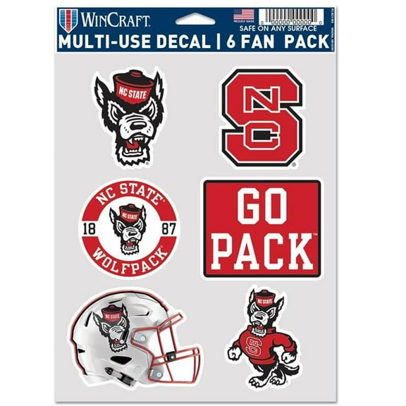 Wraft Fanatics 9416640694 North Carolina State Wolfpack Decal - Multi Use Fan - Pack of 6