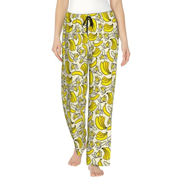 Balery Banana Pantalones de pijama para mujer, pijamas ultraligeros, pantalones de estar por casa-Medium