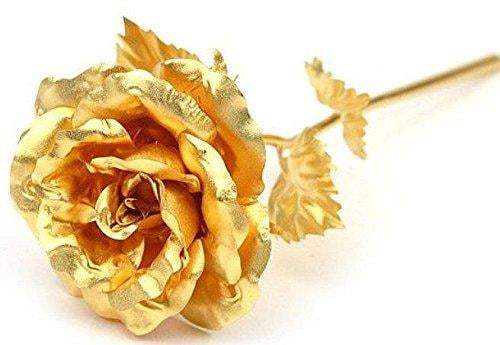 Hot！ 24K Gold Foil Rose Flower Handcraft Dipped Long Stem Home Decor Lover Gifts 