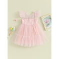 thumbnail image 2 of Bagilaanoe Toddler Baby Girl Party Dress Ruffle Flying Sleeve A-line Princess Dresses 3M 6M 12M 18M 24M 3T Kid Patchwork Tulle Skirt, 2 of 8
