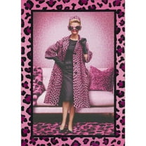 Avanti Press Woman Wearing Pink and Black Leopard Spotted Glasses and Coat Funny Birthday Card for Woman