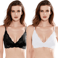 thumbnail image 2 of Varsbaby Women's Wire Free Comfortable Bra Wireless Soft Lace Bralette 2 Pack for All Cup, 2 of 8