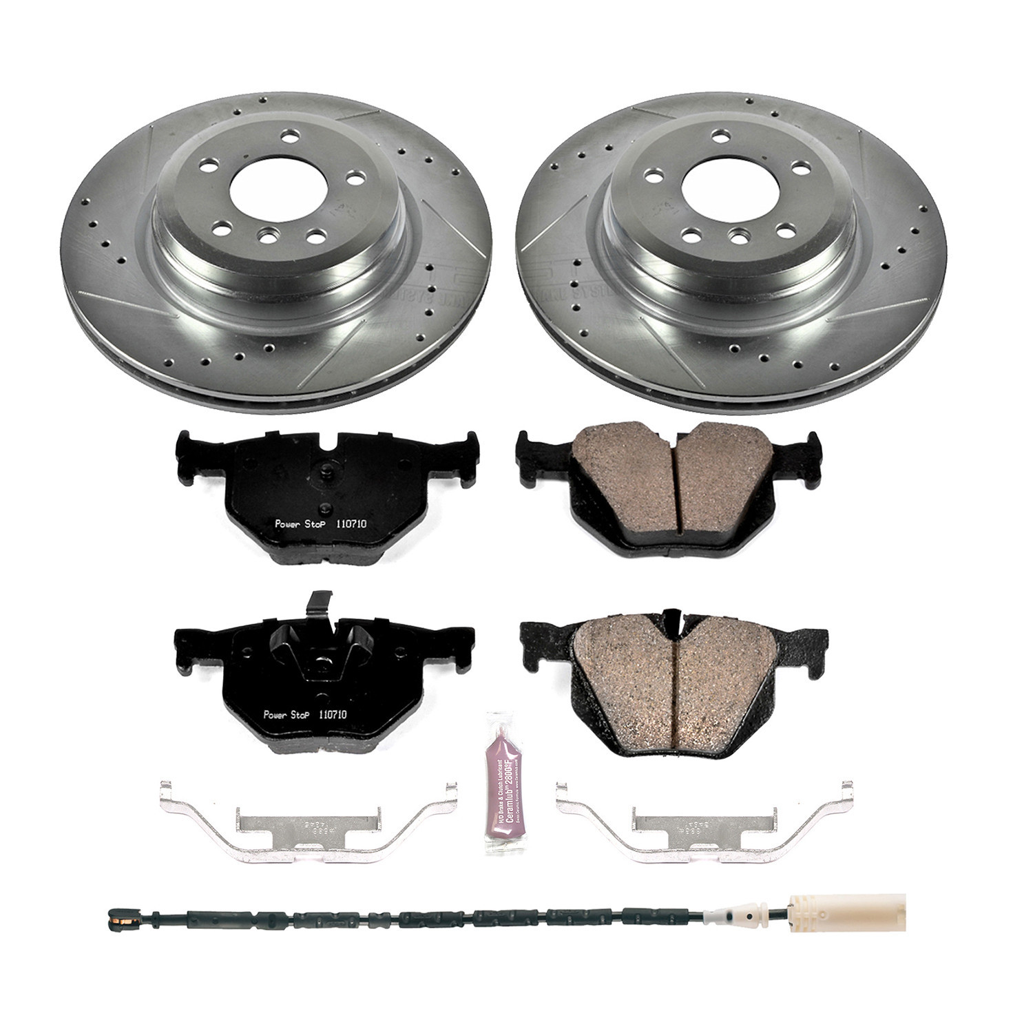 PowerStop Rear Z23 Evolution Sport Carbon-Fiber Ceramic Brake Pad and Drilled & Slotted Rotor Kit Fits: BMW Select Models K7009