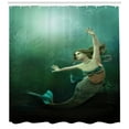 thumbnail image 3 of Ambesonne Green and Blue Shower Curtain, Mermaid Undersea, 69"Wx70"L, Jade Green Teal Ivory, 3 of 3