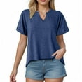 thumbnail image 4 of vigerkar Womens Tops Short Sleeve V-Neck T Shirts Casual Basic Tees Trendy Clothes (Navy, XL), 4 of 9