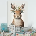 thumbnail image 2 of Designart Cute Baby Rabbit With Floral Crown II Canvas Wall Art, 2 of 5