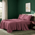 thumbnail image 5 of CH Sheet Set King Size, 4-Piece Bedding, Lightweight & Super Soft Easy Care Microfiber– Shrinkage & Fade Resistant Bedding Set with 14'' Deep Pockets (Burgundy), 5 of 6