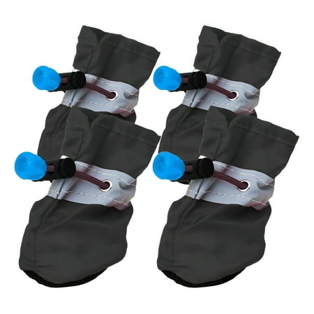 TELOLY 4Pcs Dog Shoes All-Weather Ready Dog Boots Pet Shoes Dog Rain Boots Black 3.5*3cm