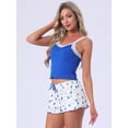 thumbnail image 3 of DARING DIVA Women's 2-Piece Pajama Set Lace Tops Sleeveless Floral Shorts M Blue, 3 of 7