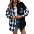 thumbnail image 1 of Txlixc Chaquetas a cuadros para mujeres, solapas y botones de manga larga, chaquetas y abrigos casuales Txlixc moda, 1 of 9