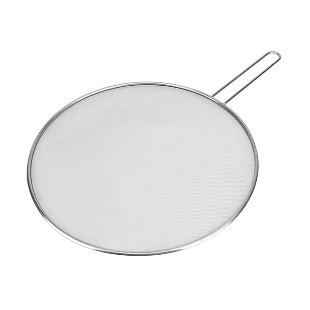Recipiente para freír frutas y aperitivos de malla de 33 cm con asa de acero inoxidable denso (plateado)