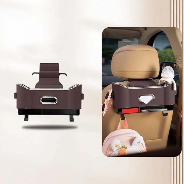 Multifunctional Car Seat Back Organizer with Cup Holders and Storage Pockets for Travel and Home Use