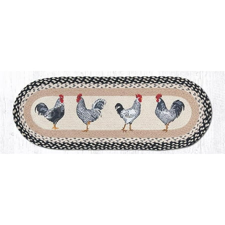Earth Rugs OP-430 Roosters Oval Patch Runner 13