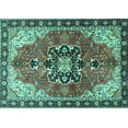 thumbnail image 1 of Ahgly Company Machine Washable Indoor Rectangle Medallion Turquoise Blue Traditional Area Rugs, 7' x 10', 1 of 4