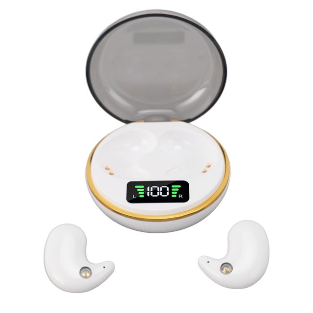 Mini Earbuds, In Ear Stereo Earphones with Digital Display Charging Case, Mini Sleep Headphones for Sleep Work Music