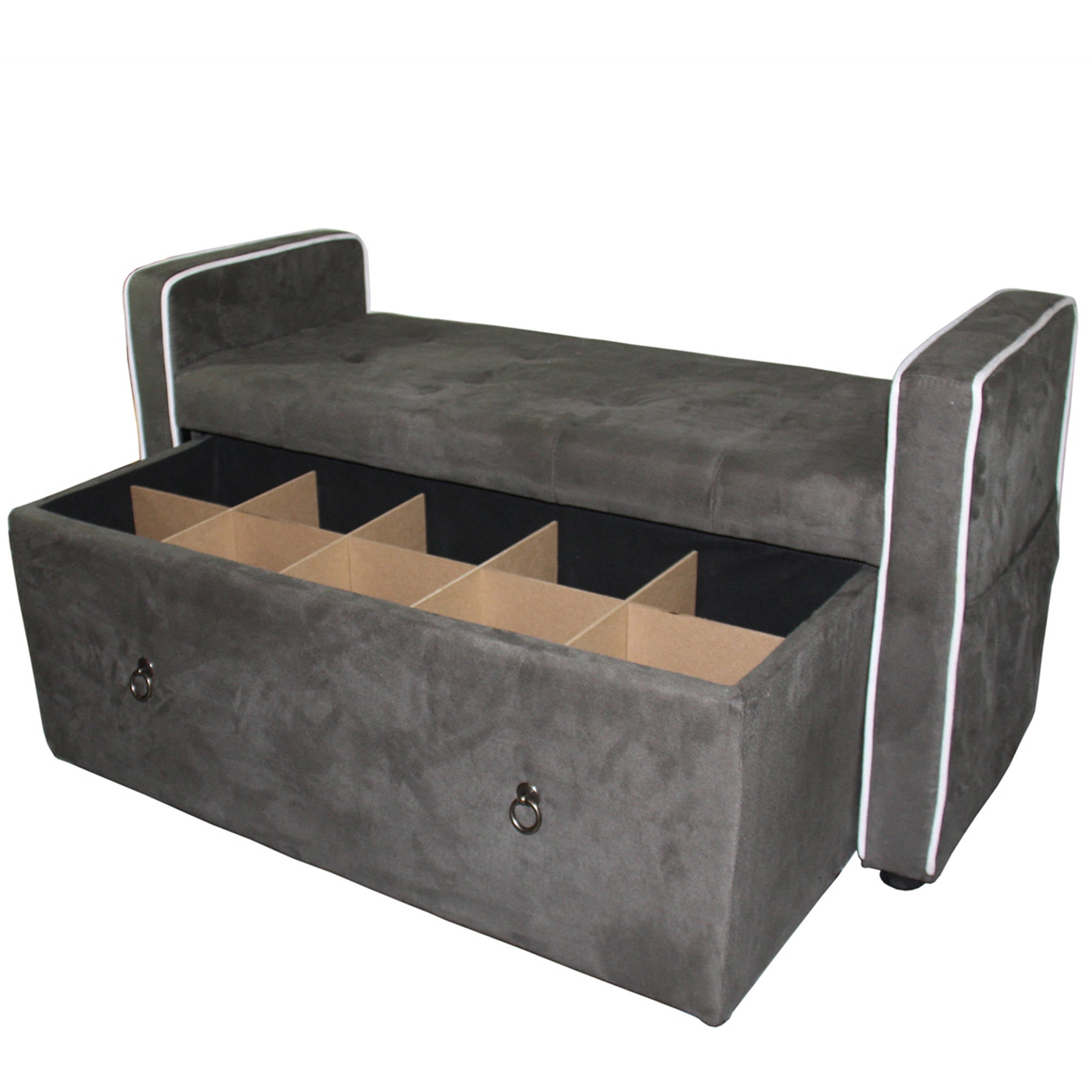 22 Olive Green Suede Shoe Storage Bench Walmart Com