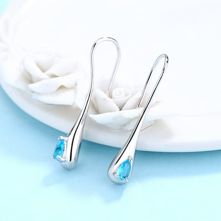 Sterling Silver Aquamarine Water Drop Earrings