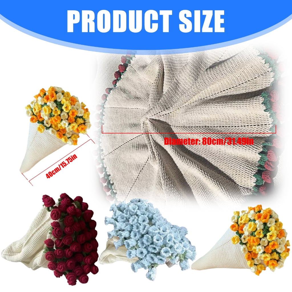 Crochet Flower Blanket Set with Crochet Hook Yarns Needle Step-by-Step Instruction and Knitting Accessories for Beginner
