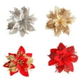thumbnail image 4 of Cateissary Decoración de flores artificiales de Navidad con purpurina, adorno de árbol de Navidad brillante, accesorios de diseño de fiesta para sala de Kits de decoración para fiestas Plata Cateissary HA069938-01, 4 of 6