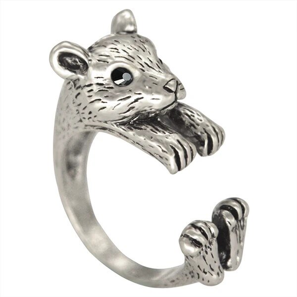 Kinitial-Anillo de dedo de ratón pequeño Vintage para mujeres, niños y niñas, Color plata antigua, bronce, anillos de rata lindos, joyería de regalo de fiesta