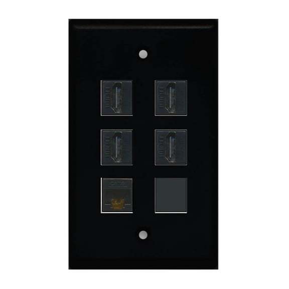 Ultra Spec Cables Black Custom Wall Plate with up to 6 Keystone Ports