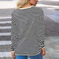 thumbnail image 5 of Womens Striped Soft Pullover Sweatshirts Crewneck Long Sleeve Loose Fit Shirts with Chest Pocket 2025 Fall Clothing, 5 of 5