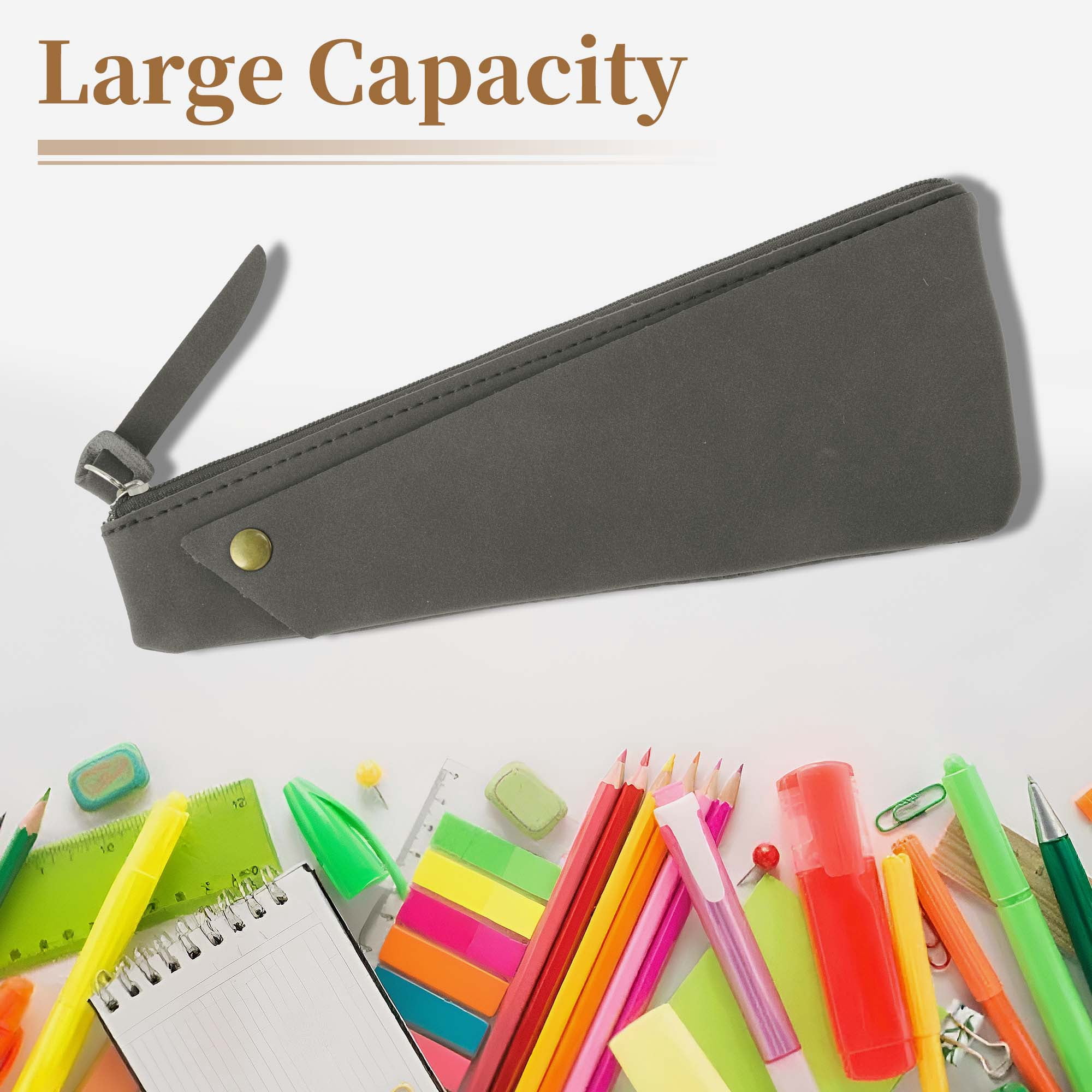 Unique Bargains Frosted Irregular Shape Style Pen Bag Organizer Gray