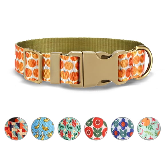 Rychif Cute Dog Collar, Orange Pumpkin Pattern, Soft Nylon Pet Collars for Medium Large Dogs, XL