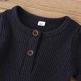 thumbnail image 4 of FAIWAD Newborn Baby Boys Girls Romper Ribbed Bodysuits Long Sleeve Button Down Loose Jumpsuit, 4 of 7